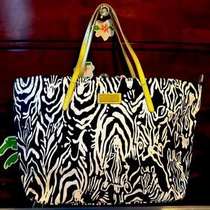Lilly Pulitzer Zebra Print Tote Gold Details